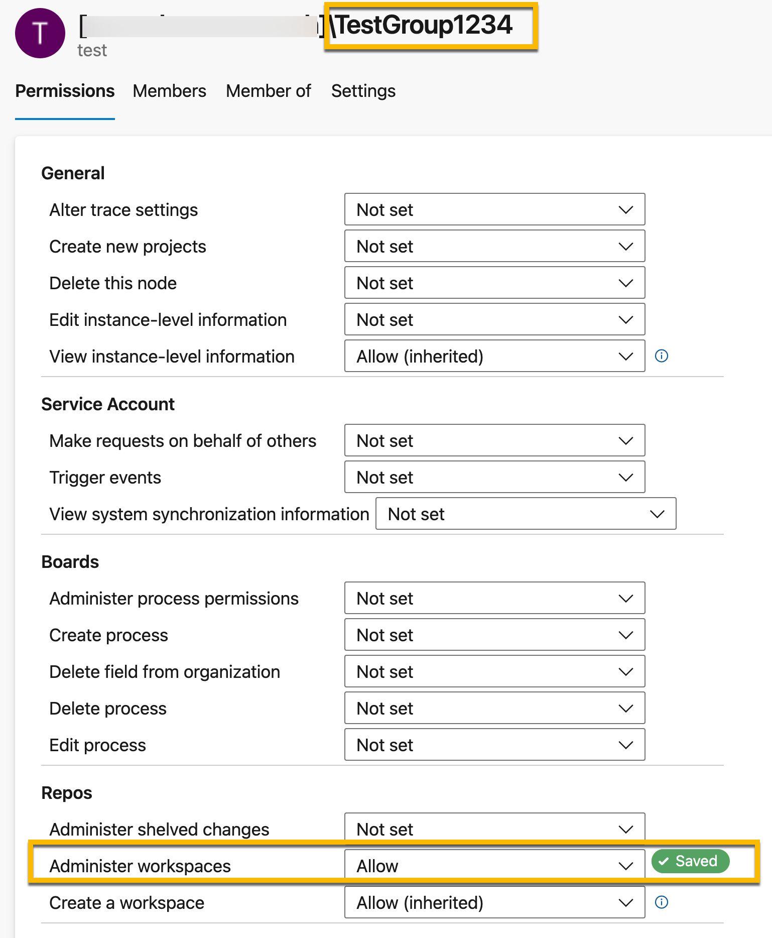 Permission changes