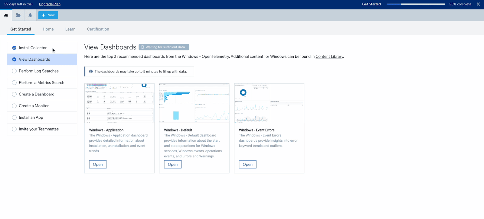 View dashboards